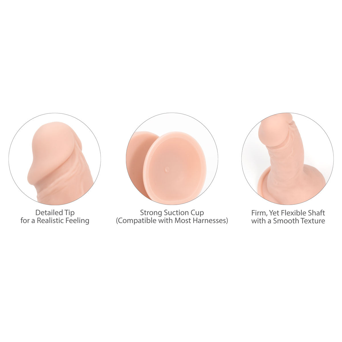 Pure Love® - Smooth Realistic Silicone Dildo With Suction Base – 7.5 in. – Beige