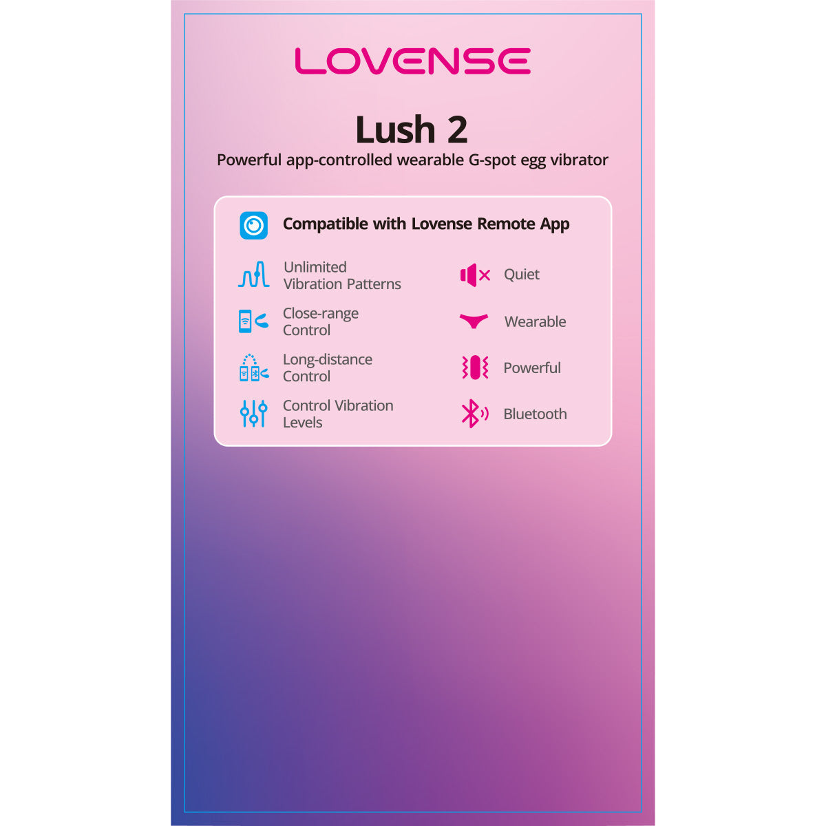 Lovense Lush 2 – Bluetooth Wearable Vibrating Egg – Pink