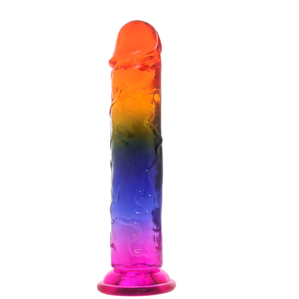 Crystal Jellies 7 Inch Classic Dildo in Rainbow